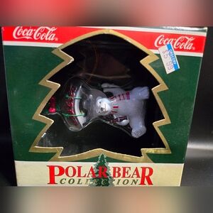 Vintage Coca-Cola Polar Bear Ornament Box with Red and White Accents